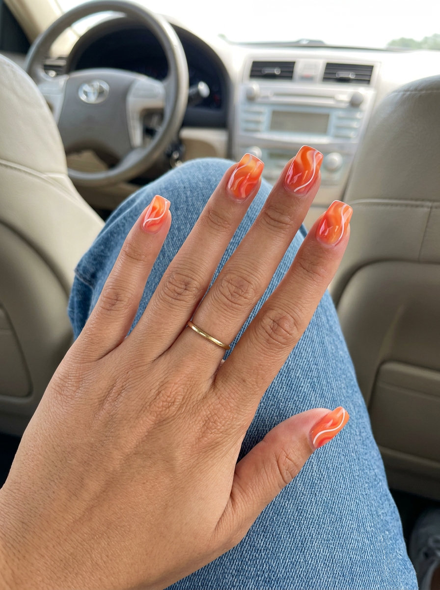 Summer Sorbet Swirls nails: playful, energetic beach day style for June nails ideas - summer trends 2026.