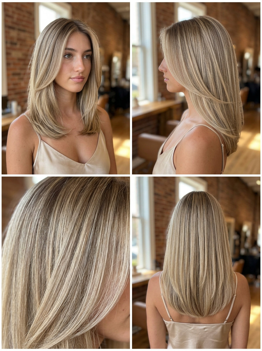 long linen blonde with internal layers and blunt perimeter for summer