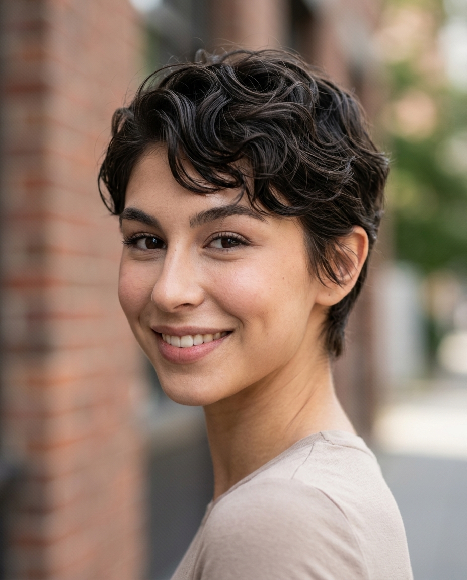 Tousled Pixie Hairstyle 2026 short wavy pixie in cool linen blonde with tousled texture and lifted roots for weekends