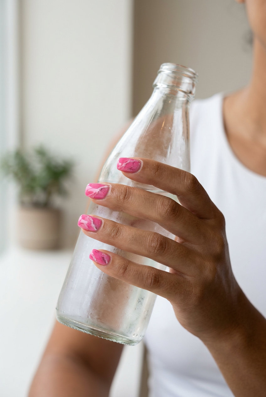Hot pink and white marble nails for a chic everyday look. Neon summer nails 2026.