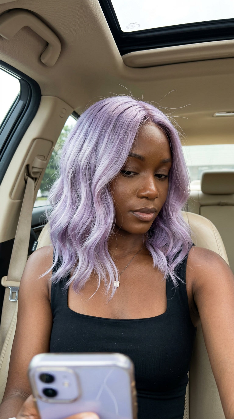 long flowing pastel lavender balayage with silver for summer 2026