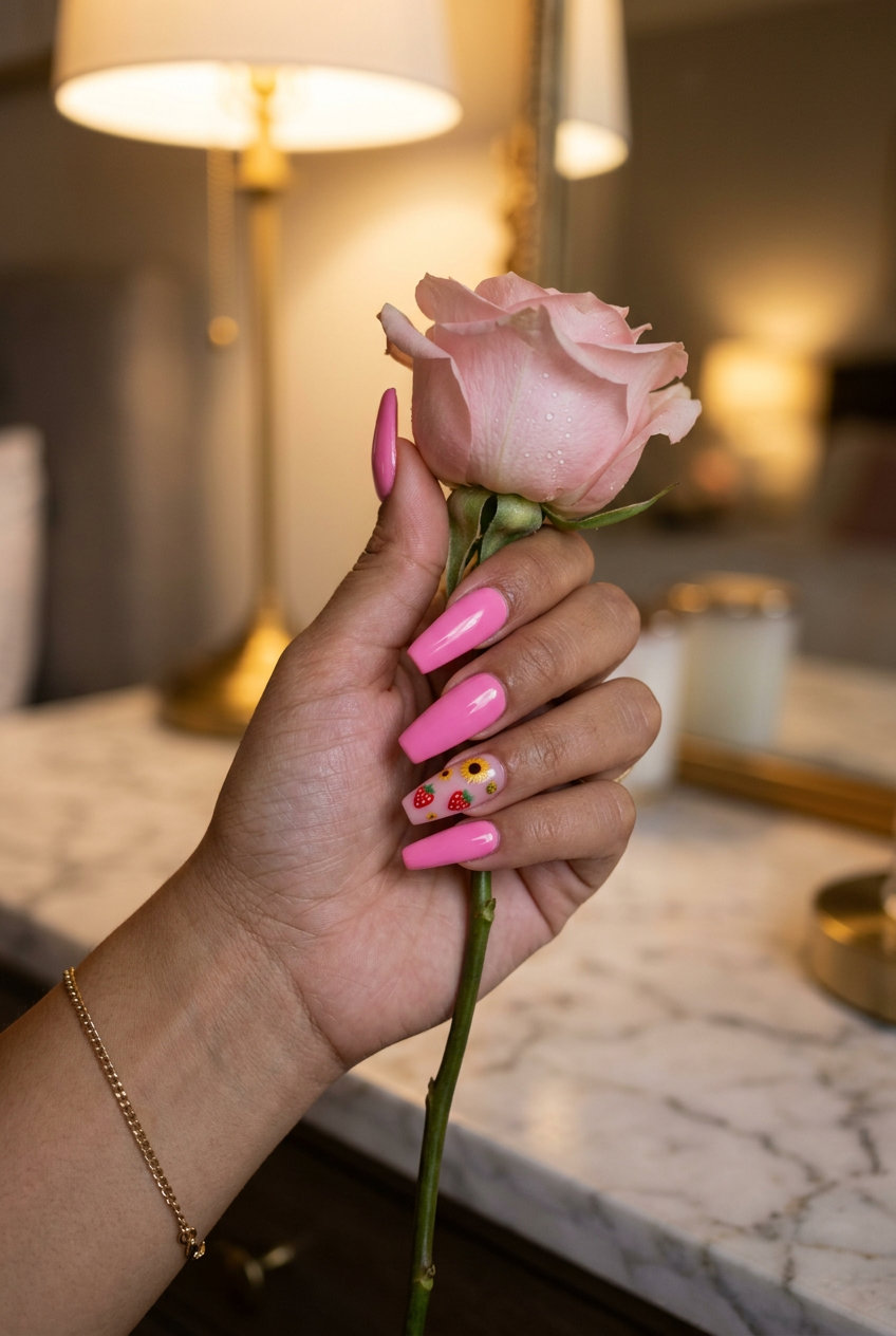 Barbie Pink Decal Nails 2026 | Vacation & Party Style Barbie Pink Summer Decals for vacations and summer parties. Pink summer nails 2026.