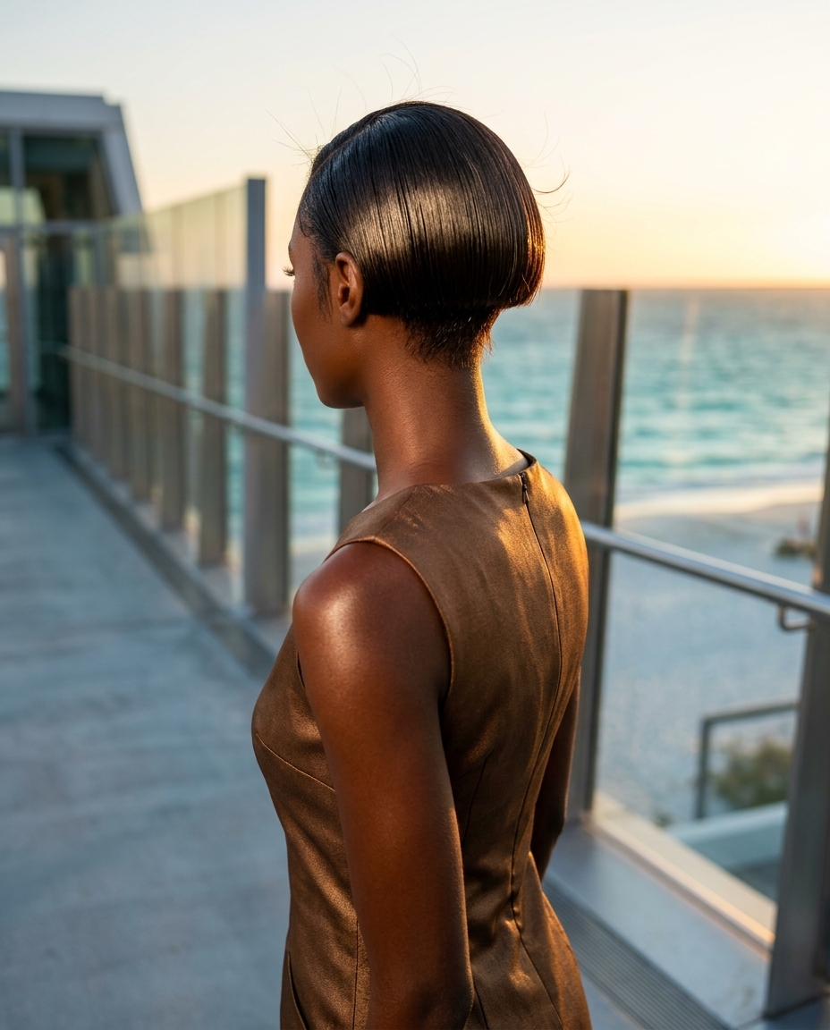 Sleek High-Shine Crop Hairstyles 2026 short icy platinum blonde crop with blunt ends and glass-like shine for fashion event