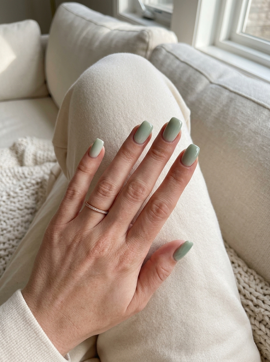 Pretty Green Nails 2026: Airbrushed Sage Ombre Pretty green nails 2026: Airbrushed sage green ombre, perfect for daily wear, bridal parties, and work.