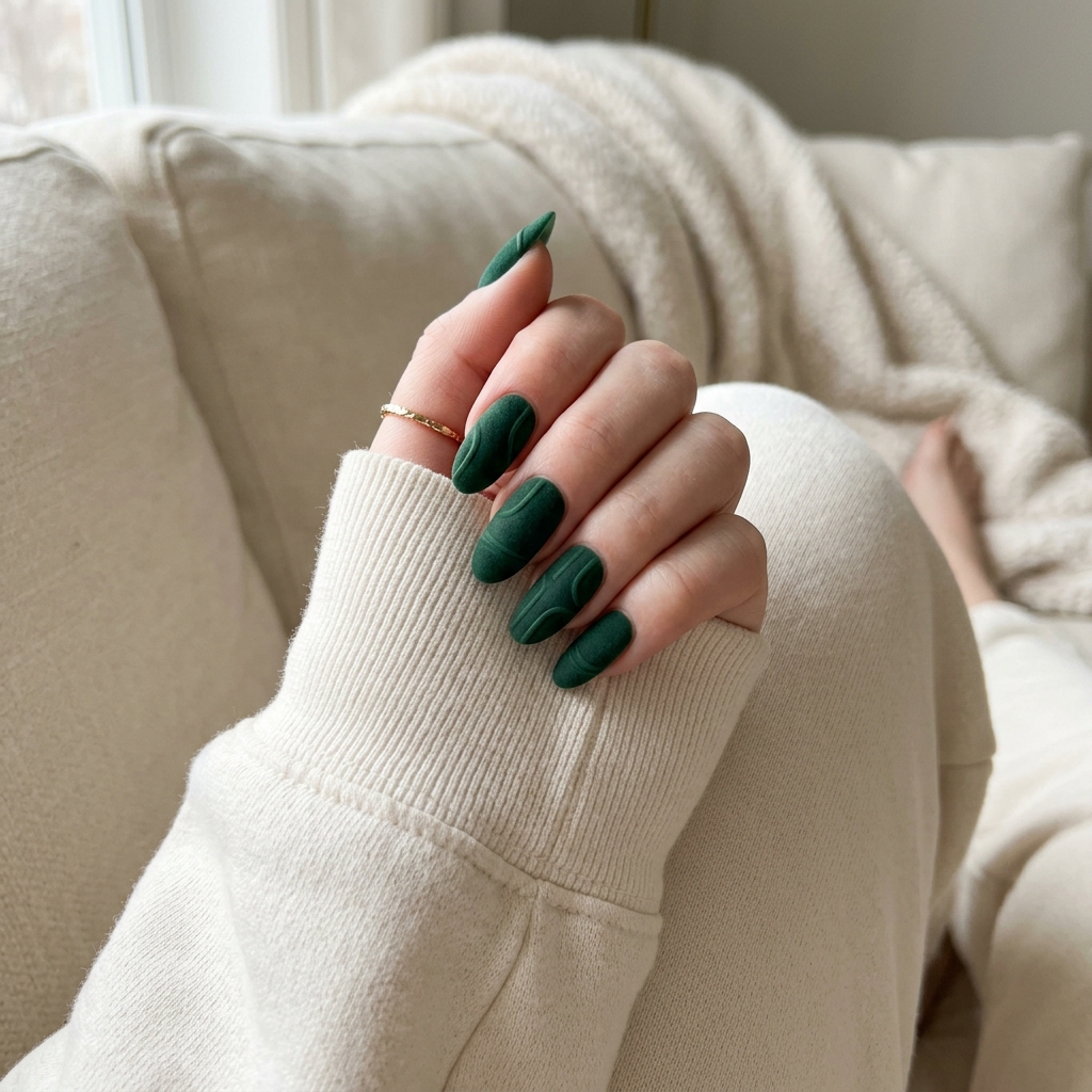 Pretty Green Nails 2026: Forest Velvet Lines Pretty green nails 2026: Deep forest velvet lines, luxurious for fall events and date nights.