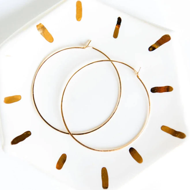accessory 14K Gold Filled Dainty Hammered Hoop Earrings Blossom and Shine $38