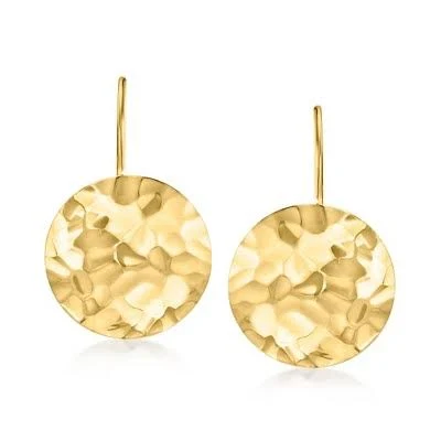accessory 14kt Yellow Gold Hammered Disc Drop Earrings Target $399.2