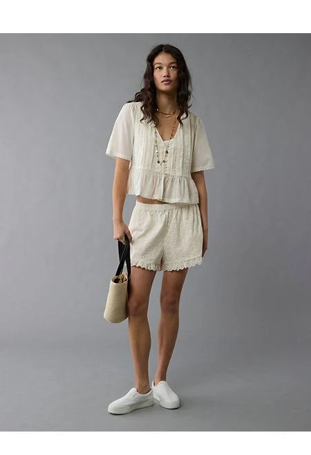 shorts AE Women's High-Waisted Eyelet Ruffle Shorts American Eagle Outfitters $14.98
