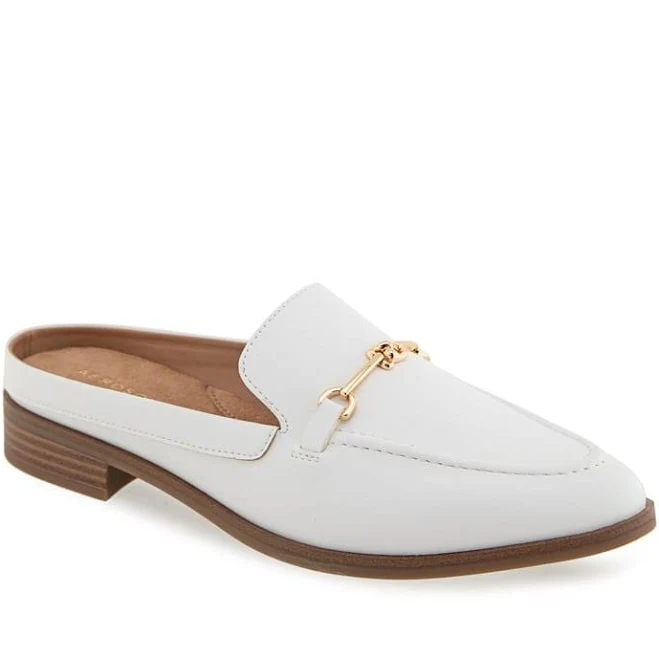 shoes Aerosoles Women's Erik Medium/Wide Mule Flat Shoes (Bright White Faux Leather) - Size 8.5 W Famous Footwear $62.04