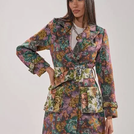 trench coat Akira Show Off Tapestry Trench Coat AKIRA $79.95
