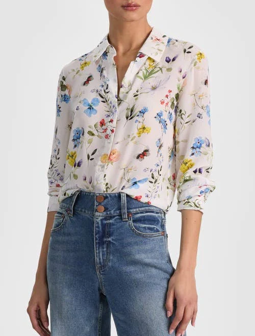 shirt Alice + Olivia Women's Twisting Vines Willa Silk Shirt Nordstrom $350