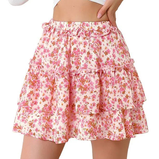 skirt Allegra K A Line Mini Polyester Floral High Waist Skirt, Pink / L Kohl's $25.49