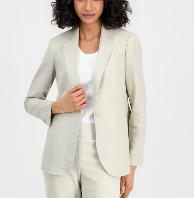 blazer Anne Klein Women's Linen-Blend One-Button Blazer Macy's $139