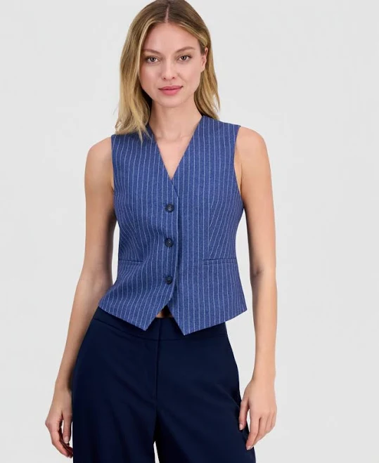 vest Bar III Women's Pinstripe V-Neck Vest Macy's $55.99