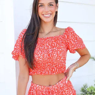 top Best of Yet Cropped Puff Sleeve Smocked Top Frock Candy $19.99