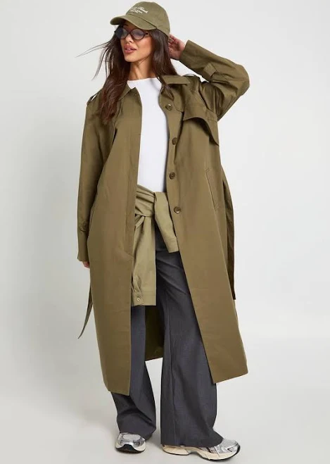 trench coat Boohoo Women's Oversized Belted Trench Coat boohoo USA $61.6