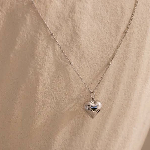 accessory Caitlyn Minimalist Sterling Silver Puff Heart Charm Necklace Caitlyn Minimalist $32.9