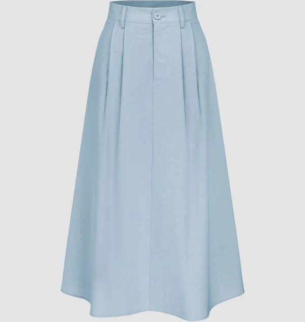 skirt CIDER Women's Linen-blend High Rise Solid Long Maxi Skirt Outdoor Cider $37.9