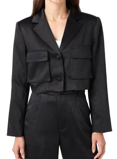 blazer English Factory Women's Cropped Satin Blazer Nordstrom $120