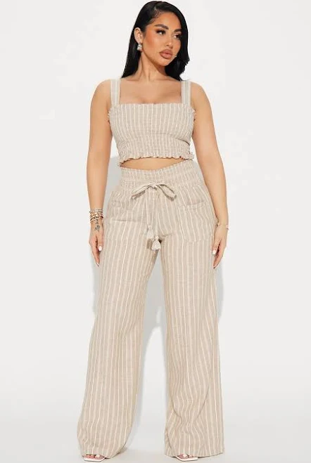 co-ord set Fashion Nova Adele Linen Cropped Tank Top and Wide Leg Pant Set Fashion Nova $35.99