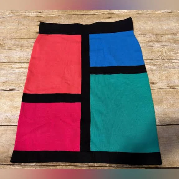 skirt Forever 21 Skirts | Forever 21 Colorblock Midi Skirt In Coral, Pink, Blue & Teal | Color: Black/Pink | Size: M | Soldbykrystal's Closet Poshmark $25
