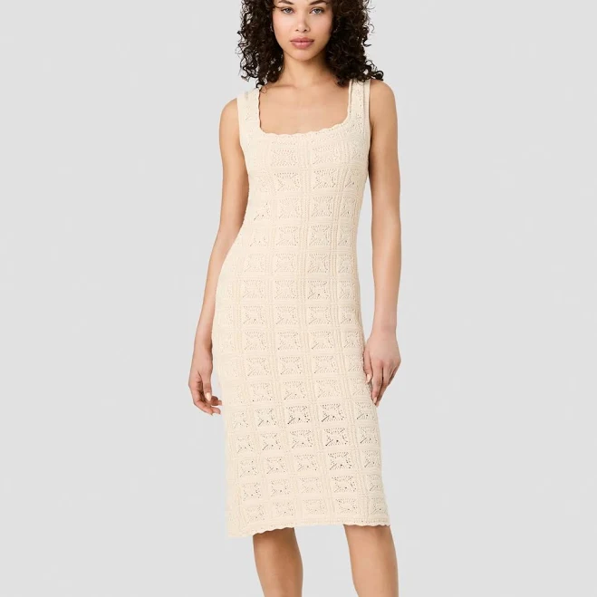 dress French Connection Women's Nellis Square Crochet Knit Midi Dress Macy's $96.6