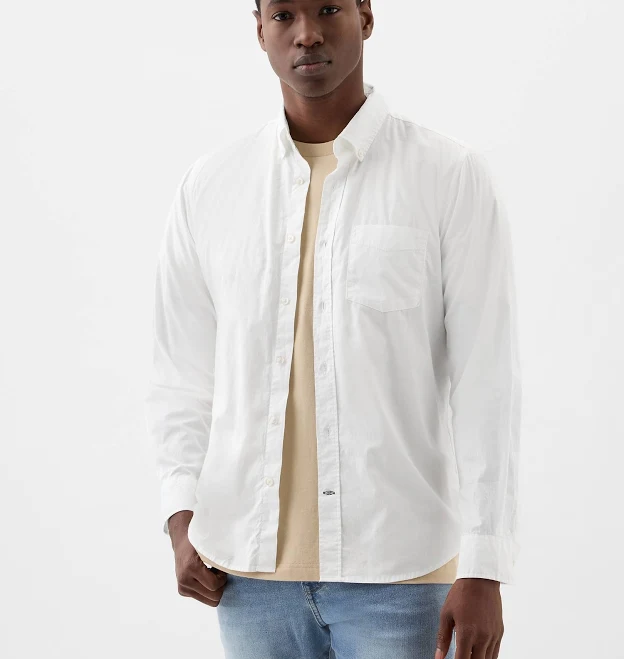 top Gap Factory Men's Stretch Poplin Shirt In Standard Fit Gap Factory $21.99