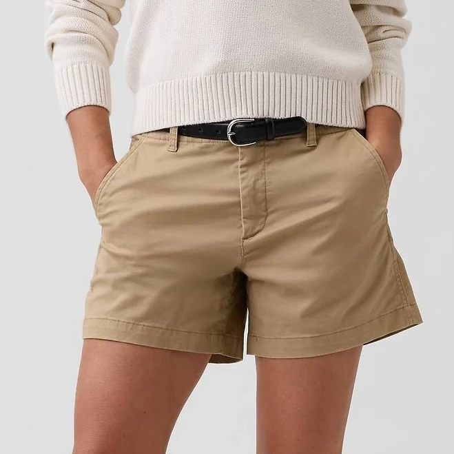 shorts Gap Factory Women's 5" Mid Rise Downtown Khaki Shorts Gap Factory $17.99