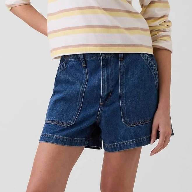 shorts Gap Women's 4" High Rise Supersoft Denim Utility Shorts Gap Factory $35.99