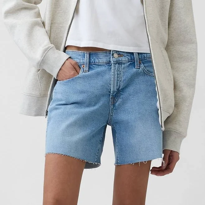 bottoms Gap Women's 5" Mid Rise Soft Denim Shorts Gap Factory $29.99