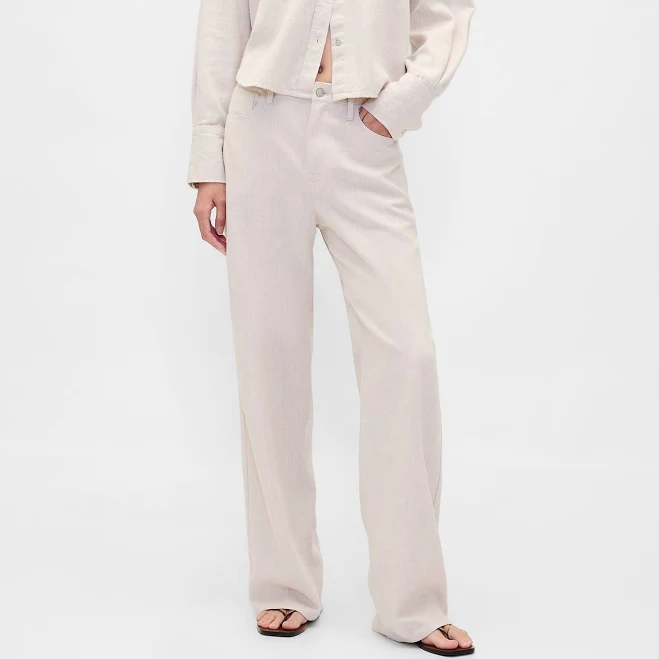 bottoms Gap Women's Linen-Cotton Wide-Leg Pants Gap $49