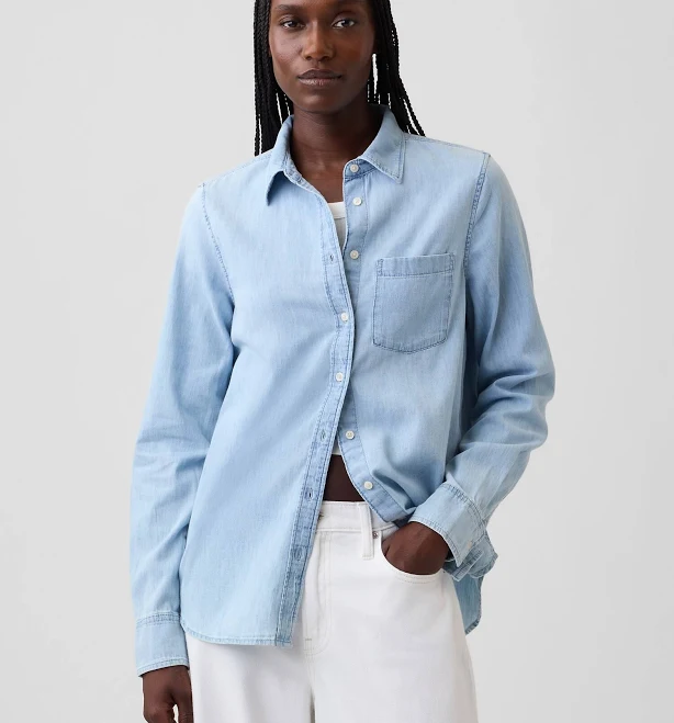 top Gap Women's Organic Cotton Denim Classic Shirt Gap $47