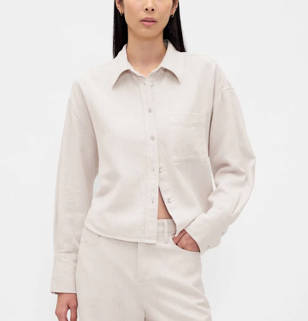 two piece set Gap Women's Oversized Linen-Cotton Shirt Gap $39