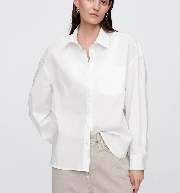button down shirt Gap Women's Oversized Poplin Shirt Gap Factory $29.99