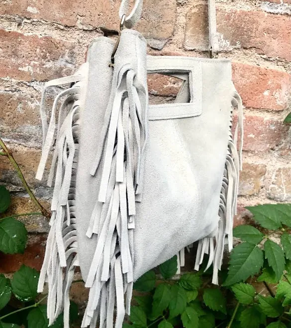 bag Genuine Suede Leather Crossbody Bag with Fringes Etsy - goodtimesbarcelona $44.08