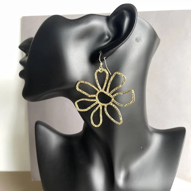 accessory Hammered Statement Dangle Earrings Etsy - Seller $24