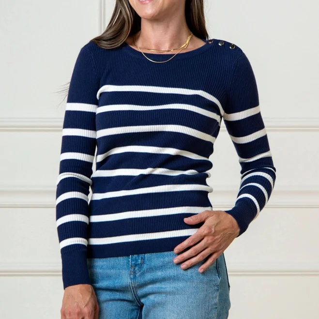 top Hope & Henry Women's Organic Cotton Breton Stripe Sweater Hope & Henry $29.37