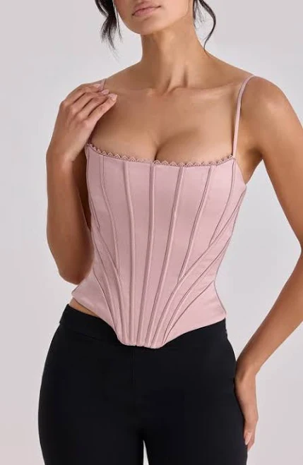 corset top House of CB Women's Cadie Satin Corset Top Nordstrom $149