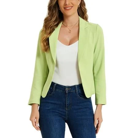 blazer Inspire Chic Women's Blazer Open Front Wear-to-Work Summer Crop Suit Jacket Walmart - Tasharina Corp $36.99
