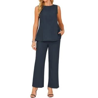 matching set Inspire Chic Women's Sleeveless Round Neck Tank Top and Wide Leg Pants Set Target $41.99