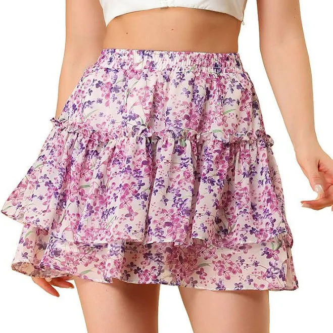 skirt INSPIRE CHIC Women's Summer Floral Tiered Ruffle Cute Mini Skirt Kohl's $29.22