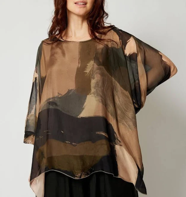 top Italian Silk Blend Flowy Blouse Etsy - Seller $69