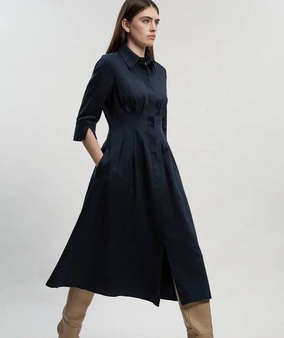 dress Karen Millen Women's Tailored Linen Darted Waist Midi Dress Karen Millen USA $499