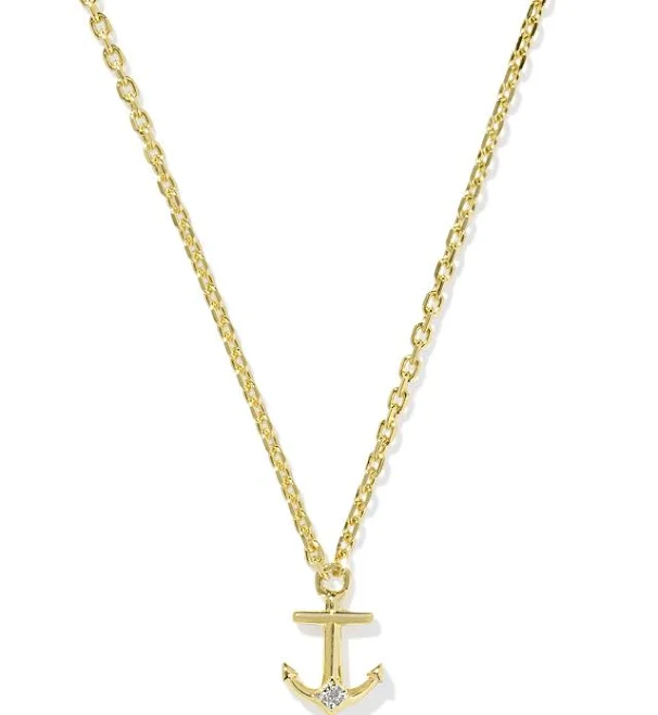 accessory Kendra Scott 18K Yellow Gold Vermeil Tiny Anchor Necklace with White Topaz Kendra Scott $170