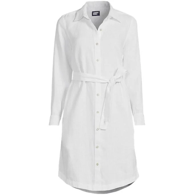 dress Lands' End Women's Linen Long Sleeve Button Front Shirt Dress Lands' End $59.97