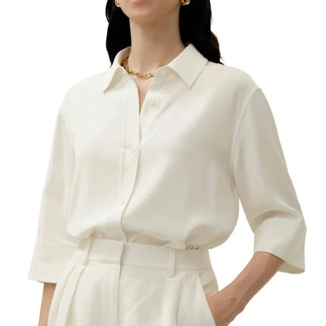 shirt Lilysilk Heavy Silk Crepe Relaxed Half-Sleeve Shirt Nordstrom $189