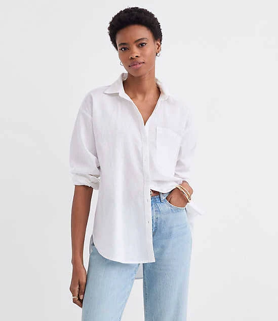 top Loft Women's Oversized Linen Cotton Shirt with Pocket LOFT $74.95