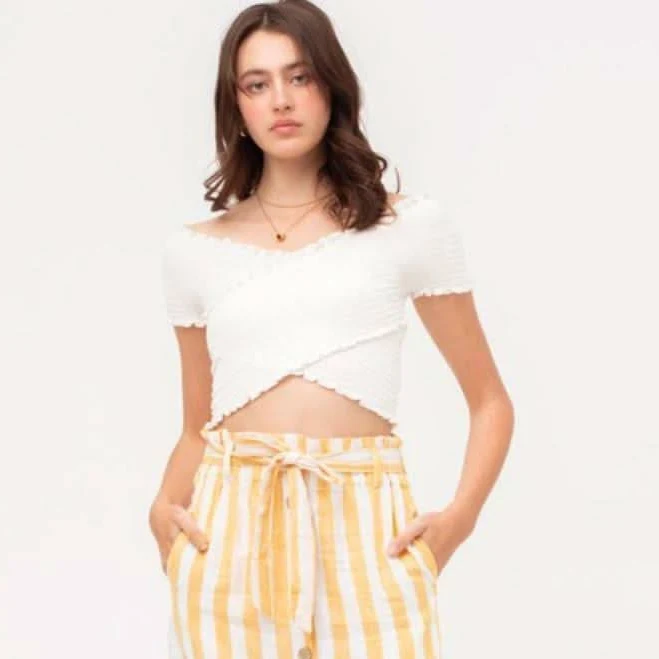top Love Tree Off-The-Shoulder Smocked Crop Top Boho Pink $14