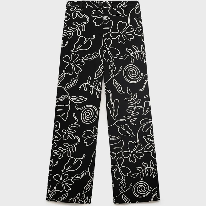 pants MANGO Women's Floral-Print Linen-Blend Wide Leg Pants Macy's $55.99