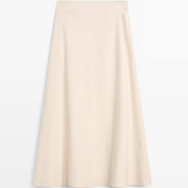 skirt Massimo Dutti Women's Linen Blend Flared Skirt with Pockets Massimo Dutti $100